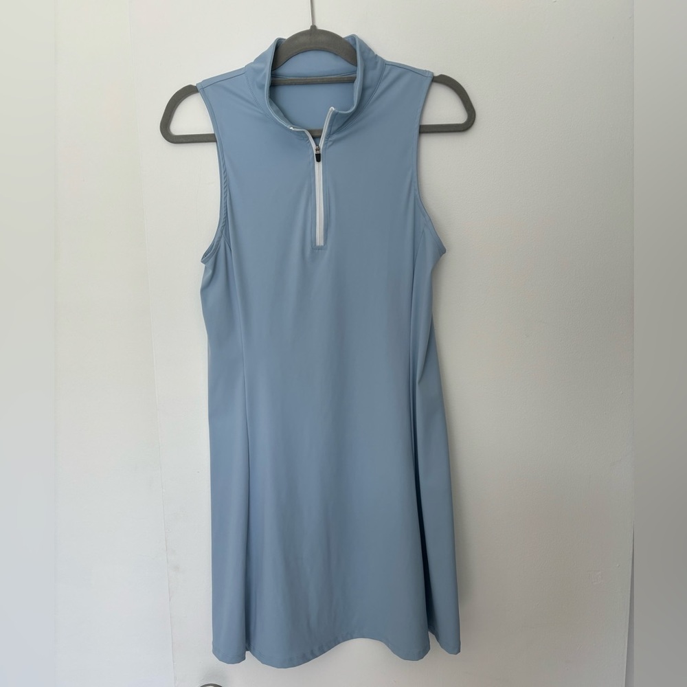 Halara Baby Blue Zipper Collared 2 Piece Golf Dress. Size: L